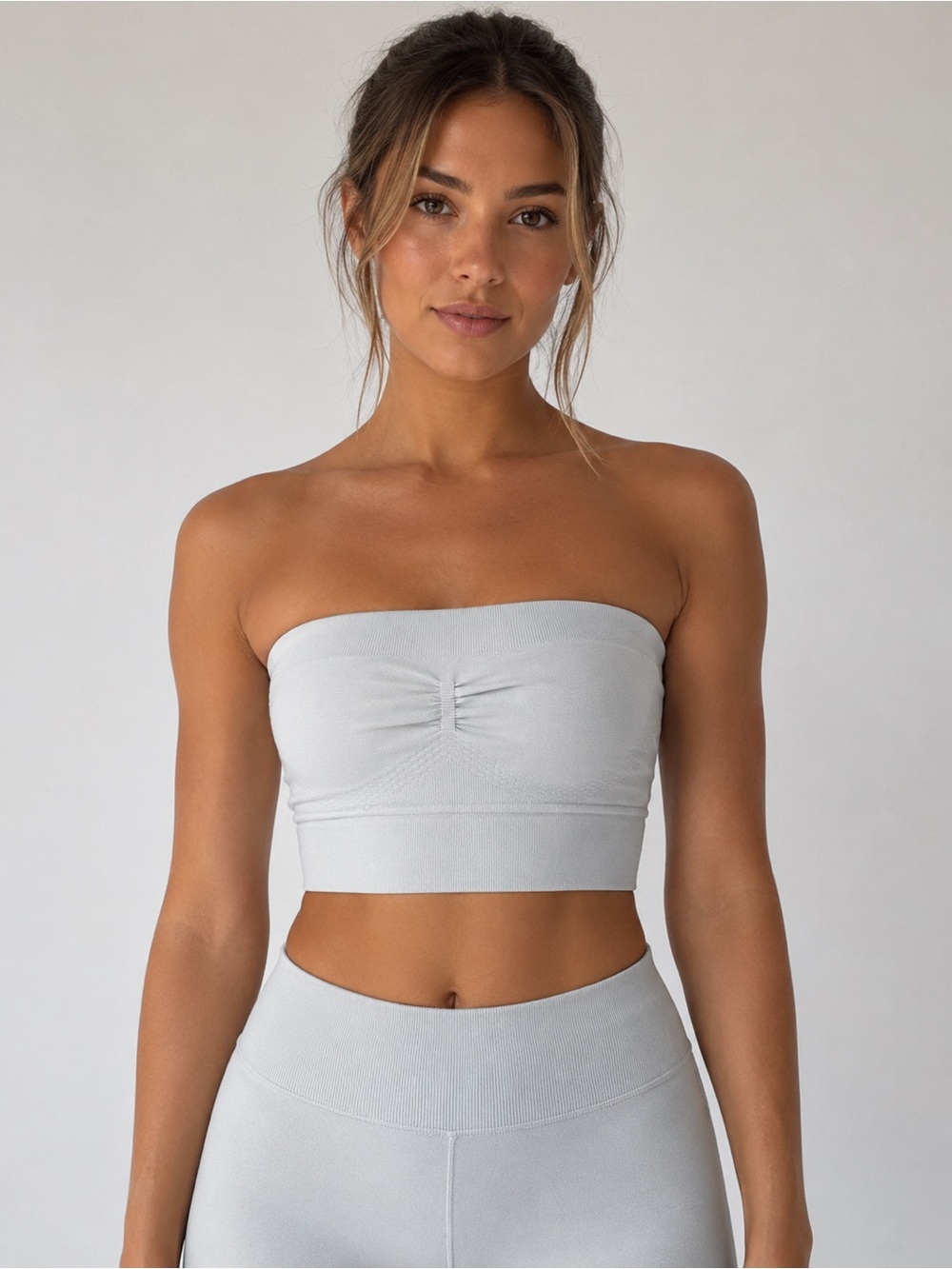 FINAL SALE NUX Cinch Bandeau Sports Bra Grayish Blue